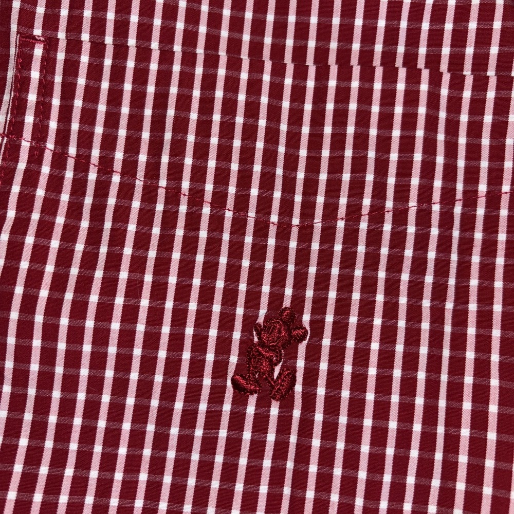 Walt Disney World Mens Dress Shirt XLarge Red White Plaid Embroidered Mickey XL - Picture 3 of 7